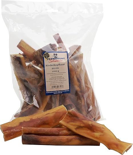 Tiernahrung Schwenner Dried Beef Cheek Treat, Chew Dog Snack, Supports Dental Health, 20 cm, 1000 g