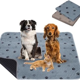 Pack of 2 90 x 120 cm Puppy Pads Washable, Reusable Training Pads for Dogs, Non-Slip and Absorbent PIPI Pads for Guinea Pigs, Dogs, Cats and Rabbits, Dog Paw Pattern