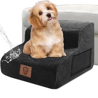 Zvonema Dog Stairs for Small Dogs, Non-Slip Dog Stairs, 2 Steps, Durable Pet Stairs Made of High Density Foam, Washable Dog Ramp Sofa Bed, Waterproof Cat Stairs