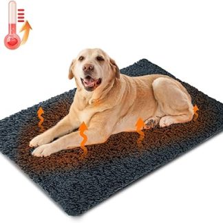 Nobleza Self-Heating Blanket for Dogs & Cats, Pet Warming Mat Winter, Washable Heat Blanket Dog, Self-Warming Dog Mat, Fluffy Warm, Thermal Blanket, Dog, Non-Slip, Grey, 115 x 70 cm