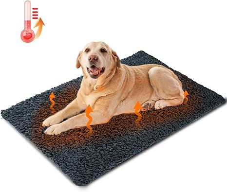 Nobleza Self-Heating Blanket for Dogs & Cats, Pet Warming Mat Winter, Washable Heat Blanket Dog, Self-Warming Dog Mat, Fluffy Warm, Thermal Blanket, Dog, Non-Slip, Grey, 115 x 70 cm