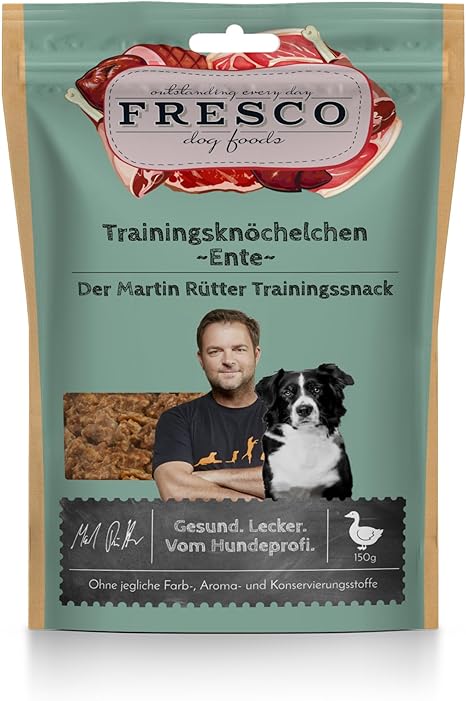 FRESCO Dog Martin Rütter Training Ankle Duck 150 g Protein Rich Dog Treats Made of Fresh Meat 100% Natural Ingredients for Reward, Training and as a Snack