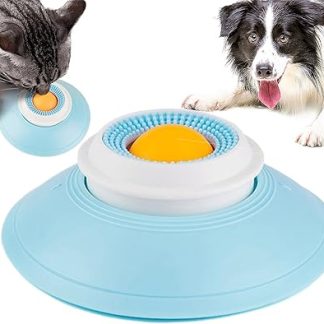 Senermter Dog Licking Mat with Suction Cup & Spinning Ball - Slow Feeding Boredom Toy for Small to Large Dogs