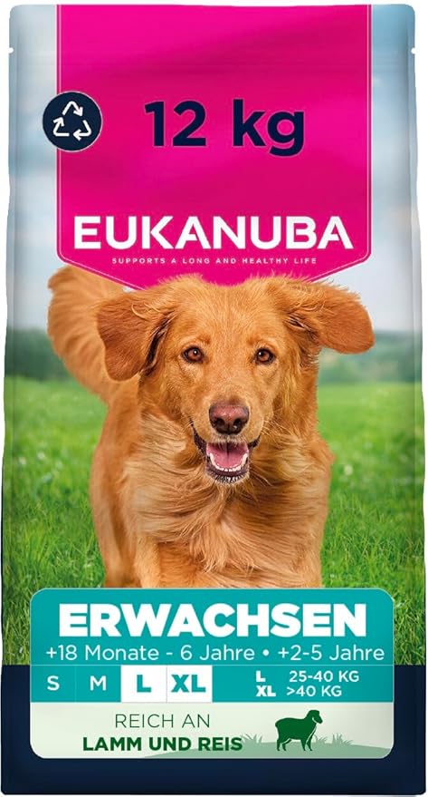 Eukanuba Dry Dog Food with Lamb and Rice for Large Breeds - Premium Dry Food for Adult Dogs, 12 kg