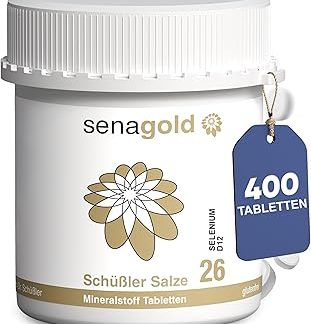 Senagold Schüßler Salt No. 26 - Селен D12 - 400 таблеток - Без глютена и алкоголя - Произведено в Германии в соответствии с Гомеопатической фармакопеей (HAB).