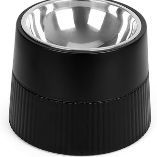 Belle Vous Feeding Station with Removable Dog Bowl Raised - 400 ml Dog Bowl Stainless Steel with Non-Slip Raised Stand - Water/Dog Bowl Large Dogs/Cats & for Small/Medium Dogs