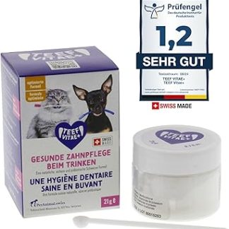 TEEF Vitae+ Healthy, effective, safe and easy dental care for dogs and cats (7 months or 210 uses) | ★Dissolves existing tartar ★Stops the worst bad breath ★Swiss Made