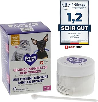 TEEF Vitae+ Healthy, effective, safe and easy dental care for dogs and cats (7 months or 210 uses) | ★Dissolves existing tartar ★Stops the worst bad breath ★Swiss Made
