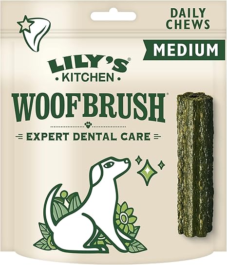 Lily's Kitchen Woofbrush Natural Treats for Adult Dogs Dental Care Chew Snack - Medium Dog (1 Pack of 7 Chews - 28 g)