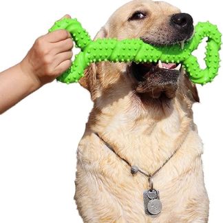 Durable Dog Toy 33 cm Bone Shaped Hard Rubber Chew Toy with Convex Design, Strong, Interactive, for Large Small Dogs, Cleans Teeth and Massages Gums