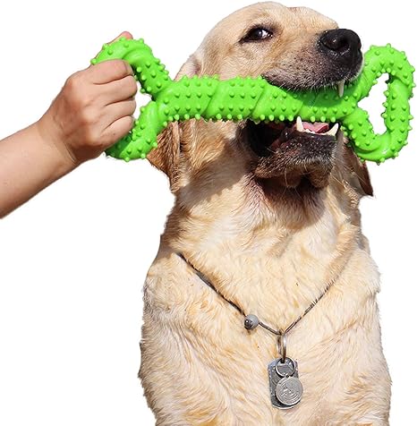Durable Dog Toy 33 cm Bone Shaped Hard Rubber Chew Toy with Convex Design, Strong, Interactive, for Large Small Dogs, Cleans Teeth and Massages Gums