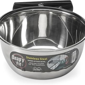 MidWest Homes for Pets Snap'y Fit Stainless Steel Food Bowl or Water Bowl, 950 ml, Attaches to Grid Box, Tilt Free Design, Rustproof, for Dogs and Cats