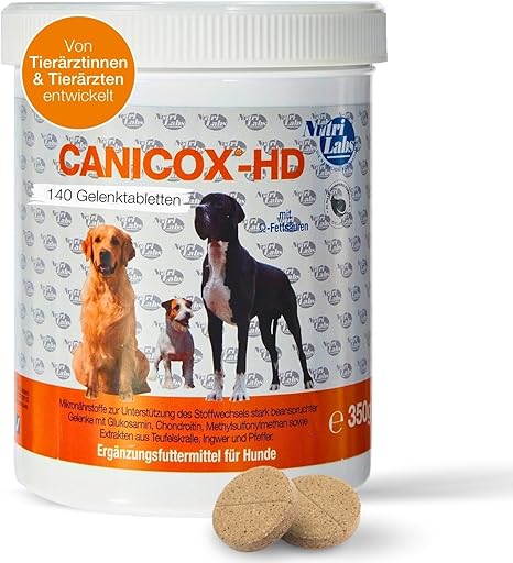 NutriLabs Canicox-HD Joint Tablets for Dogs Pack of 140 - with MSM, Chondroitin, Hyaluronic Acid, Glucosamine & Devil's Claw - Health Products for Dogs - Dietary Supplement Dog
