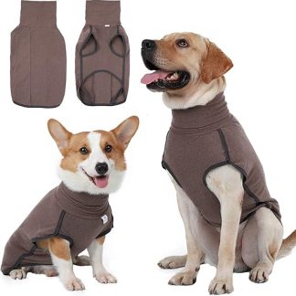 Hjyokuso Dog Jumper, Dog Fleece Coat, Winter Coat for Small, Medium, Large Dog, Warm and Lightweight, Outdoor Dog Coat, Dog Jacket, Brown