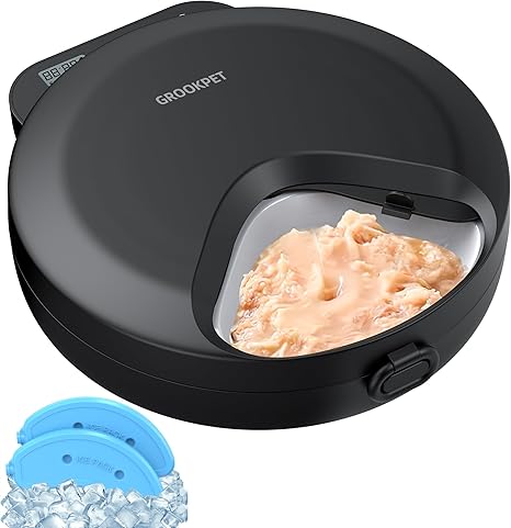 Automatic Cat Feeder Wet Food Cat Food Automatic Feeder Cat Feeder with Programmable Timer and Cooling - Dry Food Dispenser for Dogs Wireless Battery Operated - 4 Meals for Pets