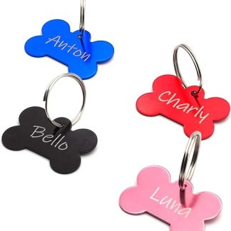 CopterFarm Dog Bone, Pet, Dog Tag with Engraving on Both Sides Including Key Ring, Bone Pendant, ID Tag Dog, Address Tag, Address Tag, Address Tag for Dog Collar, Many Colours