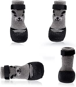 Dog Socks, 2 Pairs of Socks for Dogs, Non-Slip Dog Socks, Paw Protection with Adjustable Fastening, Winter Warm, Suitable for Indoor Use, M