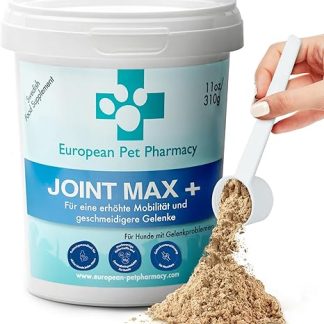 European Pet Pharmacy Joint Max+ Joint Care for Dogs - Dietary Supplement Dog & Cat - Nutrient Rich Formula with Green-Lipped Mussel Dog - All Ages - 310g Glucosamine Chondroitin Powder