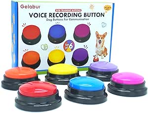 Gelabur Set of 6 Dog Buttons for Communication, Voice Recordable Buttons for Classroom, Dog Training Talking Buttons Starter Set, Pet Easy Talking Buttons Tools