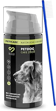 Peticare PetDog Care 2808 Natural Dog Toothpaste for Plaque and Tartar Prophylaxis | For Bad Breath Odor, Gum Disease | Promotes Stable Oral Flora | For All Breeds and Sizes | petDog Care 2808 (75 ml)