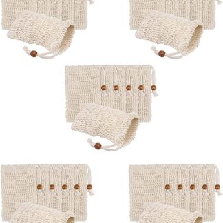 Pack of 200 Soap Peel Bags, Soap Savers Made of Sisal Mesh Fabric Soap Bag, Soap Bag with Drawstring for Bathroom and Shower