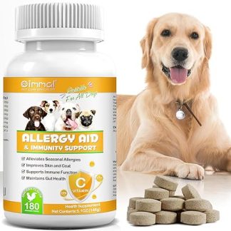 JSBNQRMZ Allergy Tablets for Dogs, 180 Tablets for Digestion, Mites Dog Tablets, Immune System, Skin & Fur Allergies in Dogs, Maintains Intestinal Health, Relieves Seasonal Allergies