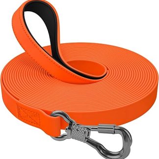 X XBEN Waterproof Recall Lead for Dogs, 3 m, 5 m, 10 m, 15 m, 20 m, 30 m, Rubberised Recall Lead with Lockable Carabiner, for Large to Small Dogs, Robust Training Lead