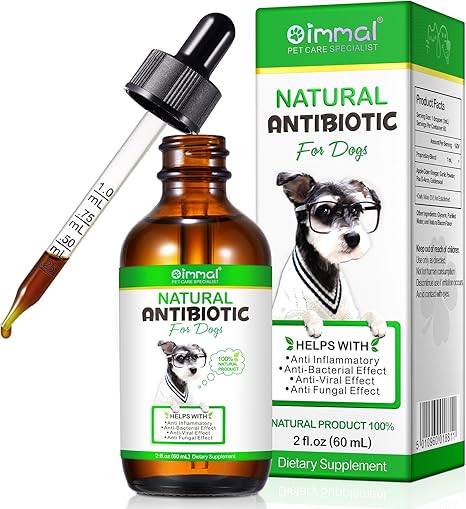 Antibiotics for Dogs, Dog Antibiotics, 60 ml Natural Antibiotics for Dogs, Itchy Skin Relief, Supports Allergy Relief, Dog Antibiotics for Skin Infection Bacon Flavour