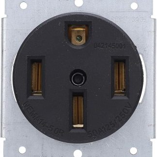 YWBL-WH 50A Flush Mount Grounded Socket, 4 Wire Design, Suitable for 10/8/6/4AWG Cable, Steel Plate and Large Brass Contacts, Stove and Oven Welding Equipment