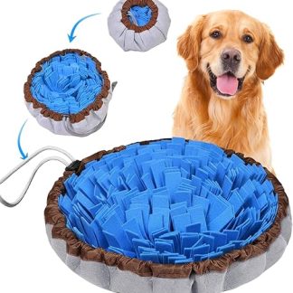 AMFUN Sniffing Rug Dog, Sniffing Mat for Promote, Puppy Training Mat for Slow Feeding, Non-Slip, Washable, Felt Material, Educational Toy for Small and Large Dogs - Blue, 48 × 48 cm