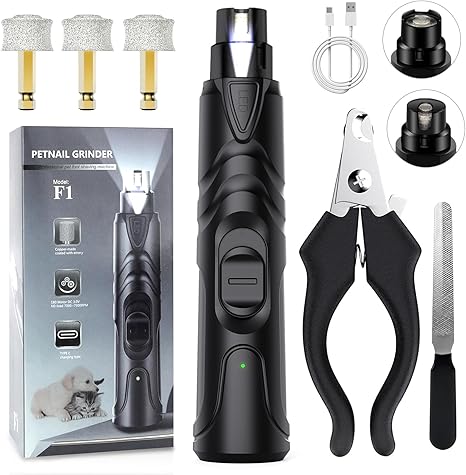 ETENTOUS Nail Grinder for Dogs, Professional Claw Grinder with 3 Connections (with Claw Clipper), Super Quiet, Dog Nail Grinder for Large, Medium, Small Dogs