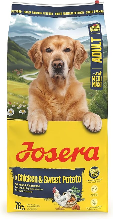 JOSERA Adult Chicken & Sweet Potato (1 x 12.5 kg) | Premium Dry Food for Adult & Sporty Dogs Medium & Large Breeds | with Pea & Without Potato | Grain-Free | Pack of 1