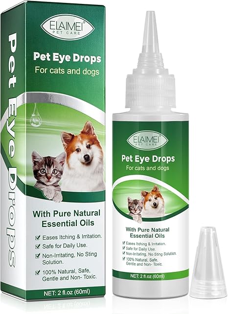 Onznoz Pet Eye Drops 60 ml, Antibacterial Eye Drops for Pets, Eye Drops for Dogs and Cats, Relieves Itching and Irritation, Dryness, Swelling, Tear Stains (1 Piece)