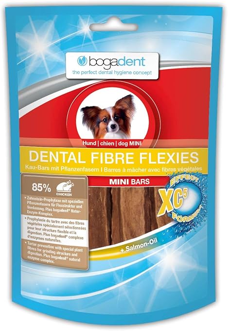 Bogadent Dental Fibre Flexies Mini - Dog Chew Item Against Tartar & Plaque - Chew Sticks Dog for Daily Dogs Dental Care - With Plant Fibres for Better Digestion - Pack of 1 - 70 g