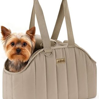 pecute Dog Bag for Small Dogs 4 kg, Carry Bag Dog Carrier Lightweight Foldable Dog Transport Box, Cat Transport Bag for On the Go (Khaki)