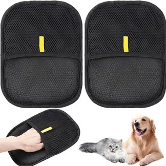 Pack of 2 Pet Hair Remover Glove, 24 x 17 cm Double Sided Grooming Glove, Double-Sided Pet Care Gloves, Static Hair Removal Gloves, Reusable Grooming Gloves for Pets