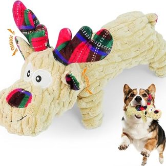 ROSAUI Christmas Dog Toy, Squeaky Toy for Large, Medium, Small Dogs, Gifts for Dogs, Cuddly Toy, Reindeer, Dogs