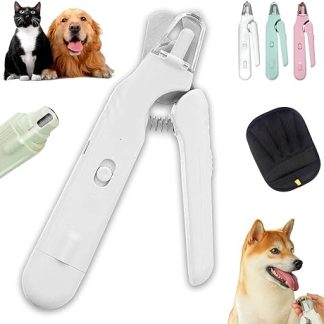 HOPASRISEE Light Scissors Pro - The 2-in-1 LED Claw Scissors for Safe Paw Care Without Fear, Claw Scissors with Light, Splash Guard, Quiet, Ultrasonic Sharp Blades with Quick Response Sensor (C-White)