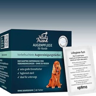 Vital-Friend Dog Eye Care Wipes Preservative Free Sterile Packed Wipes for Gentle Cleaning of Dog Eyes Ideal for Travelling Pack of 20