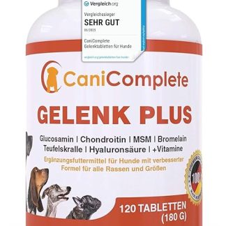 CaniComplete Joint Plus - Joint Tablets for Dogs: Devil's Claw, Methylsulfonylmethane (MSM), Chondroitin, Glucosamine, Collagen, Vitamin B, etc. Pack of 120