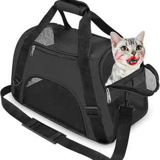 YLONG Cat Dog Carrier Airline Approved Soft Sided Portable Foldable Pet Carrier (M, Black)