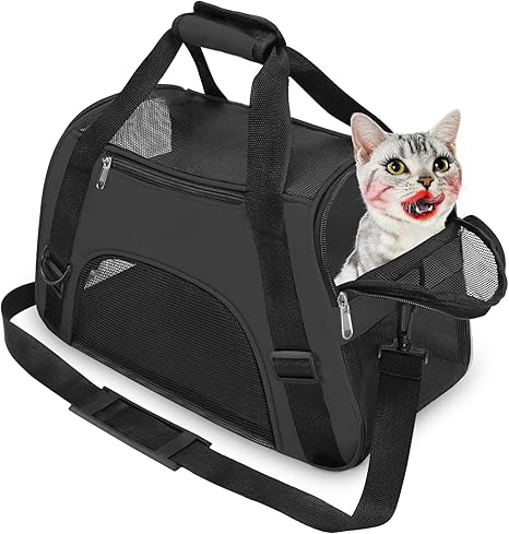YLONG Cat Dog Carrier Airline Approved Soft Sided Portable Foldable Pet Carrier (M, Black)