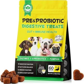 Probiotics for Dogs - Stomach Intestinal Flora Dog | Improves Digestive Health & Boosts Health & Energy | Dog Probiotics - 4.7 0Z (132G) / 60 Soft Chews