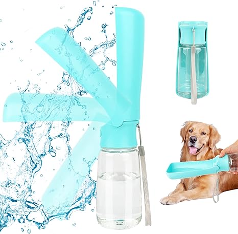 VFANDV Portable Pet Water Bottle, Dog Water Bottle, 180° Foldable Dog Cat Pets, Leak-Proof Water Bottle for Daily Walking, Walking, Travel, Camping (550 ml)