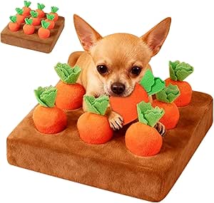 Sniffing Games Dog, Toy Dog Activity Mat with 9 Pieces Carrot Interactive Toy Plush Carrot Sniffing Rug Dog Toy for Stimulate Your Dog's Intelligence