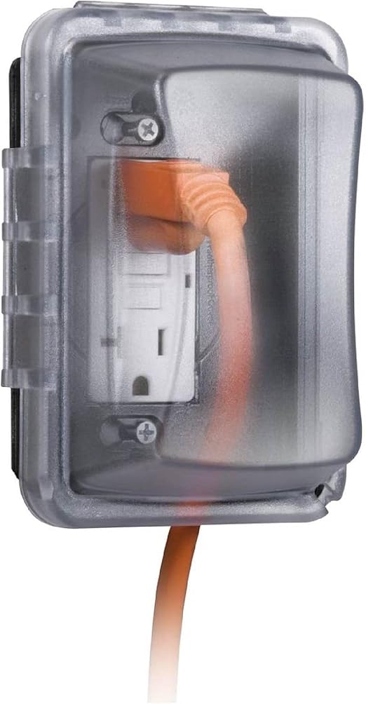 Taymac MM410C Weatherproof Single Outlet Cover Outdoor Receptacle Protector, 2-3/4 Inches Deep, Clear