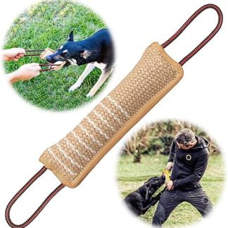 BOW CALICO Biting Sausage for Dogs, Jute Biting Sausage, Very Robust Dog Toy for Dog Training, Tug of War and Tug Games with Dog, 30 cm, with Two Loops