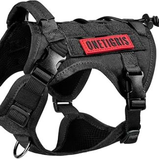 OneTigris Fire Watcher Tactical Dog Harness, Tactical Dog Vest, MOLLE Service Dog Training Harness, 1000D Nylon (M, Black)