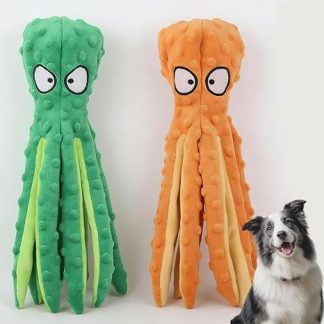 Esshogo Pack of 2 Dog Squeaky Toy, Octopus, Soft Cute Animal Chew Toy, Interactive Dog Toy, Shell Puzzle Toy, Bite Resistant, Interactive, Accessories for Pets