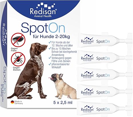 Redisan® Spot on Dog I Plant-Based Tick Repellent Without Chemistry I Effective Protection Against Ticks, Fleas and Insects I Tick Protection Dog Without Side Effect I Up to 15 Weeks Protection I Made